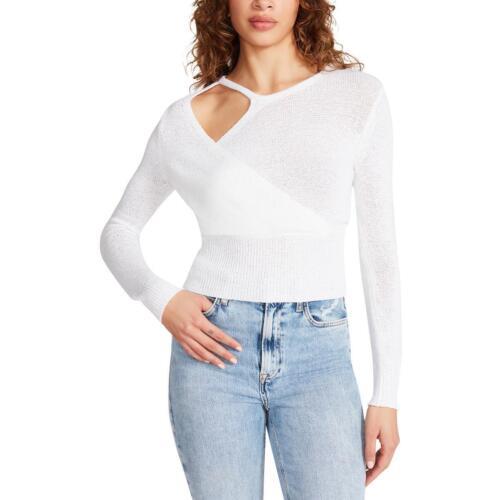 f Steve Madden Womens Knit Ribbed Trim Cut Out Wrap Sweater Top fB[X