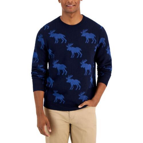 Club Room Mens Moose Wool Blend Crewneck Cozy Pullover Sweater 