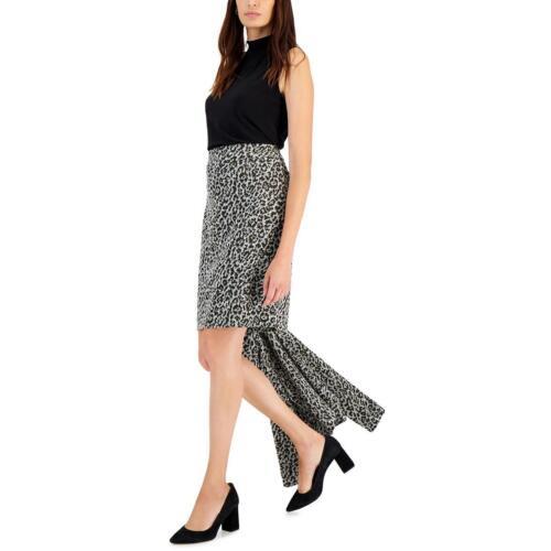 ANC Anne Klein Womens Gray Animal Print Pull On Dressy Pencil Skirt M fB[X