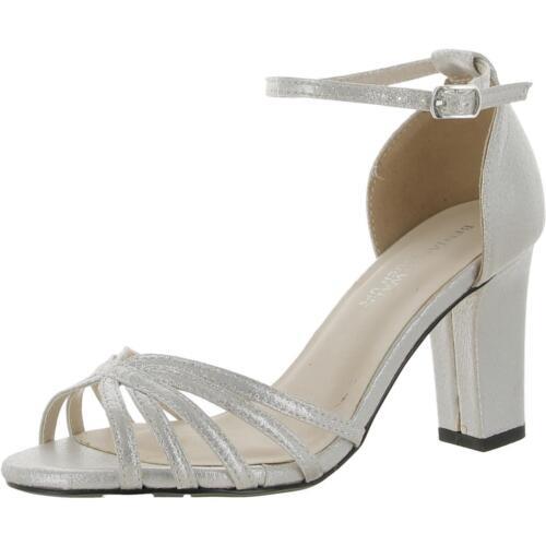 Benjamin Walk Womens Lauren Silver Open Toe Heels Shoes 6 Medium (B M) fB[X