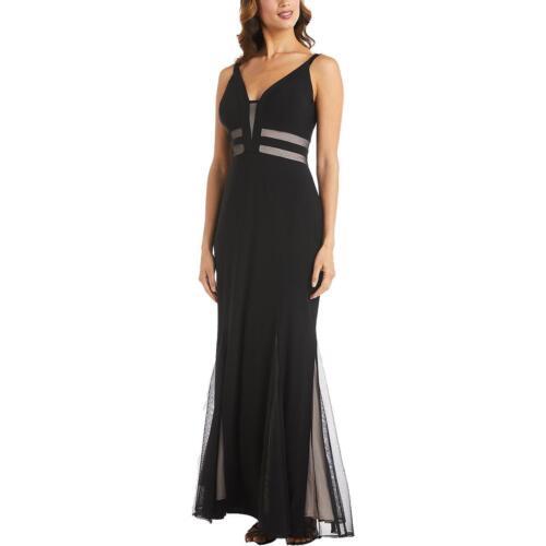 NW Nightway Womens Black Mesh Inset Long Formal Evening Dress Gown 14 レディース