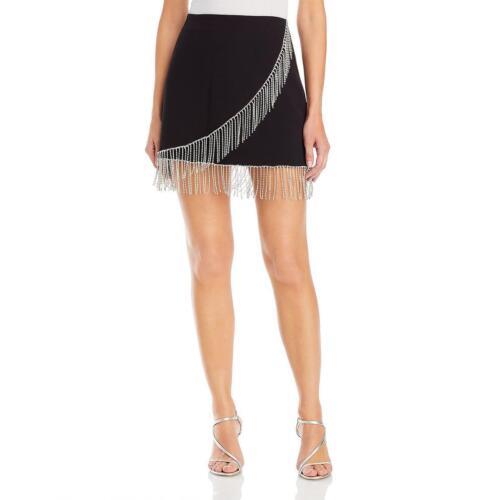 Fore Womens Black Overlap Embellished Mini A-Line Skirt S fB[X