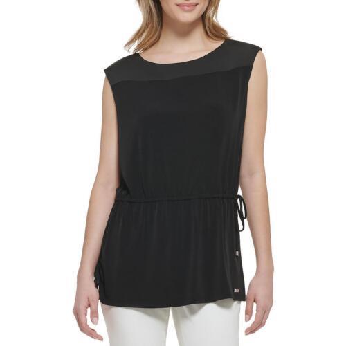 カルバンクライン Calvin Klein Womens Black Drawstring Office Work Wear Blouse Shirt XL レディース