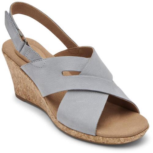 ロックポート ロックポート Rockport Womens Briah Gray Leather Wedge Sandals Shoes 10 Medium (B M) レディース