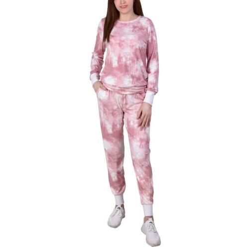 NY Collection Womens Pink Tie-Dye 2PC Pant Set Loungewear Petites PL レディース