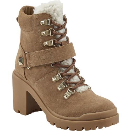 Marc Fisher Nature Women's Suede Sherpa Trim Lug Sole Hiker Booties Brown 7.5 ǥ