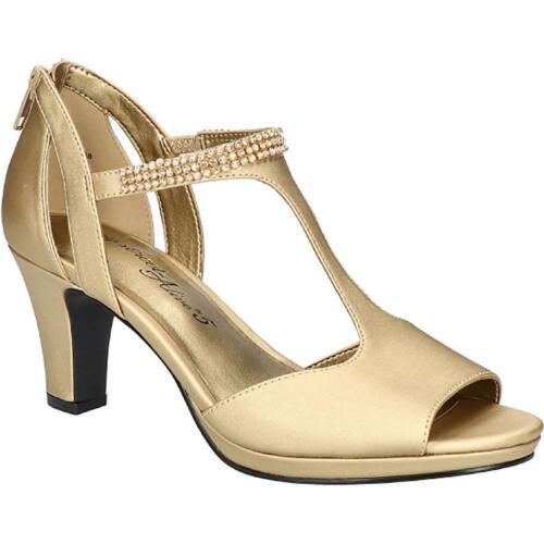 イージーストリート Easy Street Womens Flash Gold Pump Heels Shoes 7 Extra Wide (E+ WW) レディース