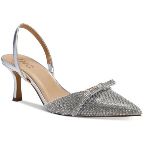 INC Womens Gelsey Silver Slingback Heels Shoes 7.5 Medium (B M) レディース