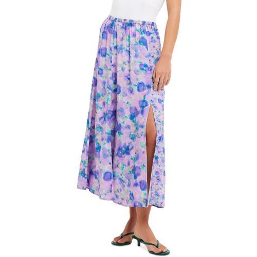 t`RlNV French Connection Womens Purple Midi Floral Print Midi Skirt M fB[X