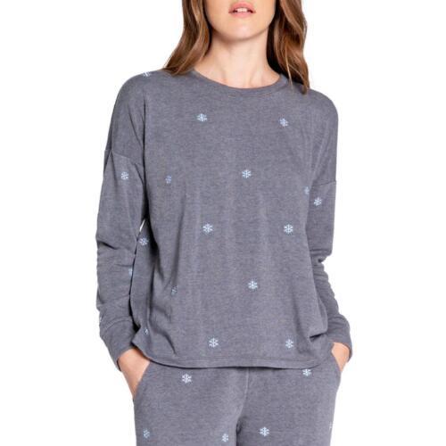 P.J. Salvage Womens Gray Snowflakes Crewneck Cozy Sweatshirt XS レディース