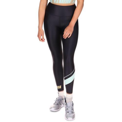 P.E Nation Womens Black Activewear Fitness Workout Athletic Leggings M レディース