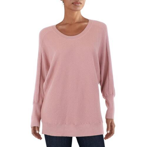 ANC Anne Klein Womens Pink Ribbed Knit Shirt Crewneck Sweater Top L fB[X