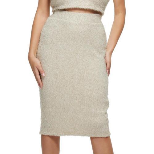 QX Guess Womens Metallic Wool Pencil Skirt fB[X