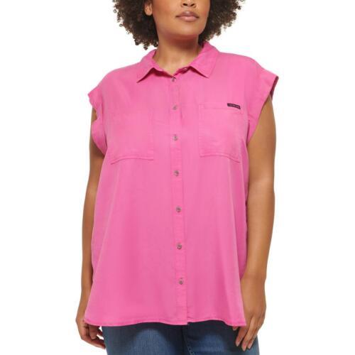 カルバンクライン Calvin Klein Jeans Womens Pink Tencel Button-Down Top Shirt Plus 1X レディース