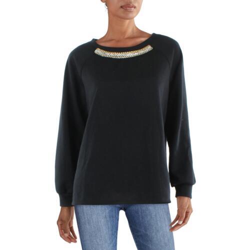 NY Collection Womens Black French Terry Sweatshirt Loungewear XL レディース