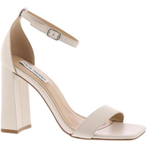 f Steve Madden Womens Tiaa Ivory Block Heels Sandals 5 Medium (B M) fB[X