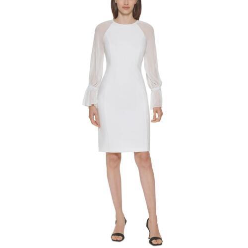 カルバンクライン Calvin Klein Womens Ivory Sheer Short Formal Mini Dress 12 レディース