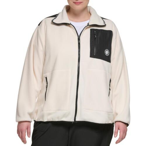 ディーケーエヌワイ DKNY Sport Womens Polar Ivory Fleece Zip-Up Jacket Plus 1X レディース