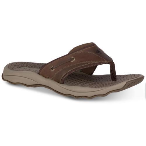 スペリー Sperry Mens Outer Banks Brown Leather Flip-Flops Shoes 8 Medium (D) メンズ