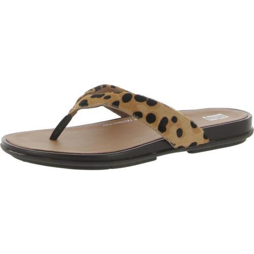 フィットフロップ Fitflop Womens Gracie Leopard Brown Flip-Flops Shoes 7 Medium (B M) レディース
