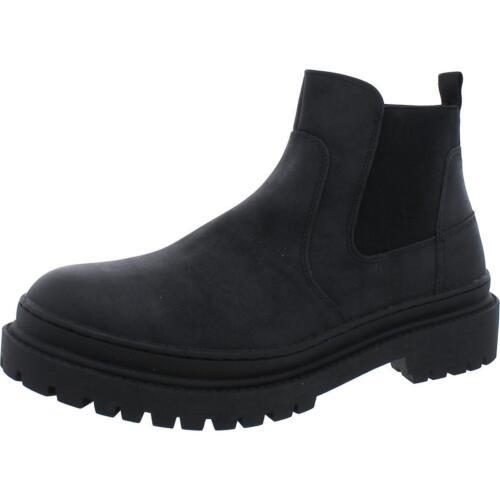 メデン Madden Mens Kresto Black Faux Leather Chelsea Boots Shoes 9 Medium (D) メンズ