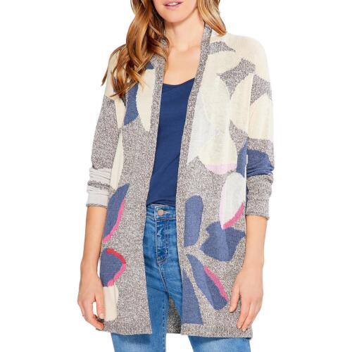 ニックゾーン Nic + Zoe Womens Petal Blues Ivory Printed Cardigan Sweater Jacket L レディース