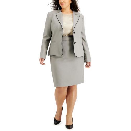 Le Suit Womens Gray Two Button Work Wear Business Skirt Suit Plus 16W レディース