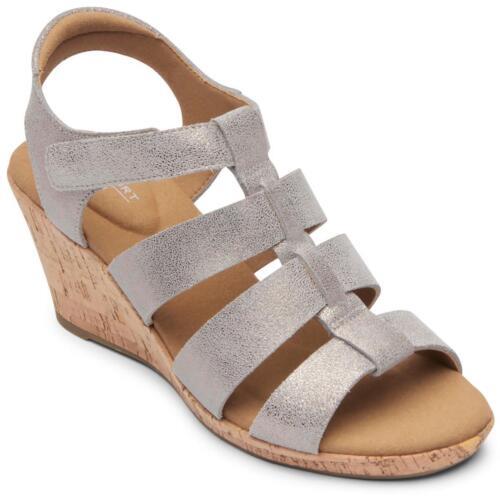 ロックポート ロックポート Rockport Womens Briah Leather Round Toe Strappy Wedge Sandals Shoes レディース
