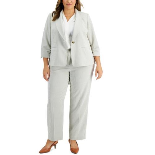 楽天サンガLe Suit Womens White Seersucker 2PC Work Pant Suit Plus 16W レディース