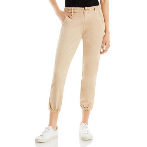 Paige Womens Mayslie Beige Twill Ribbon Side Cropped Jogger Jeans 28 fB[X