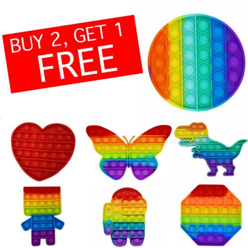 Non Branded Push Pop Rainbow Silicone Sensory Fidget Toy Pop Bubble Stress Relief