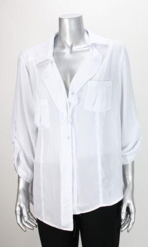 Elementz White Tab-Sleeve Pocket Utility Shirt XL レディース