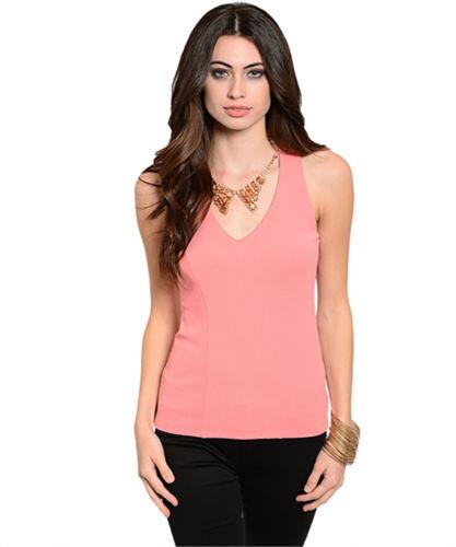 On Trend For Less フォー Otfl Women'S Peach Sleeveless Top With Necklace Large レディース