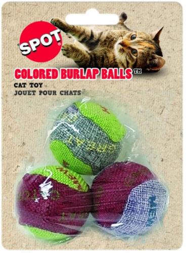 Spot Burlap Balls Cat Toys Assorted Colors 3 count