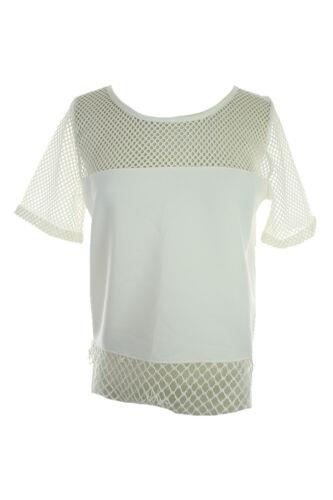 KiindOf Kiind Of White Short-Sleeve Mesh-Paneled Crop Top S レディース