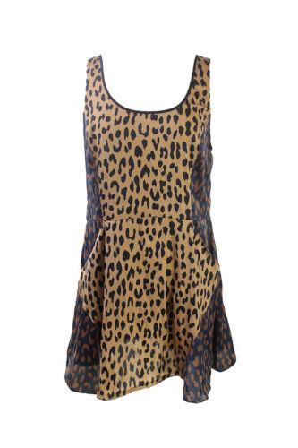 RachelRoy Rachel Rachel Roy New Camel Sleeveless Leopard-Print Flared Dress XS レディース
