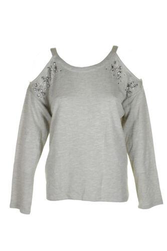 INC Inc International Concepts Heather Grey Embellished Cold-Shoulder Sweatshirt M レディース