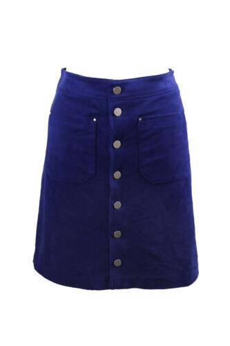 INC Inc International Concepts Blue Faux-Suede Button-Down Skirt 2 fB[X