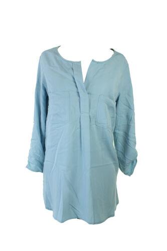 StudioM Studio M Soft Blue Tab-Sleeve Pocketed Blouse S レディース