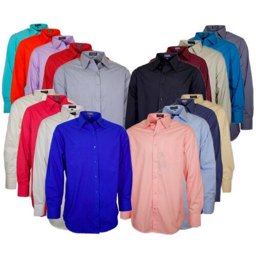 OTFL Men's Dress Shirt Long Sleeve Button Up Solid Formal Collared Classic Fit Shirt 