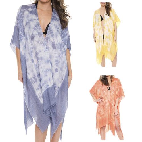 Janice Apparel Women's Kimono Summer Tye-Dye Print Lightweight Long Top Cover Beachwear Dress レディース