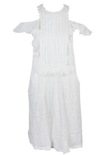 MaxStudio ファッション ドレス Max Studio White Cold-Shoulder Pleated Cotton Shift Dress M カラー:White■ご注文の際は、必ずご確認ください。※こちらの商品は海外から...