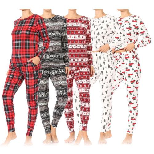 楽天サンガDBFL Womens Pajama Set Holiday Set Fleece Lined Christmas 2 Piece Top and Bottom Set レディース