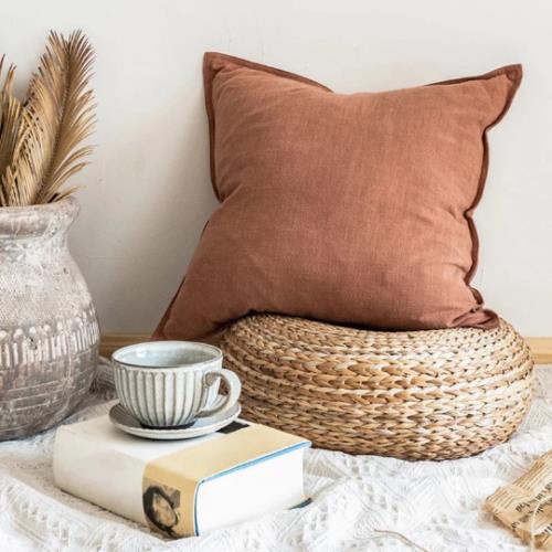 楽天サンガDelmar Decor Linen Throw Pillow Covers Vegetable Dyed Linen Terracotta 18x18 ユニセックス