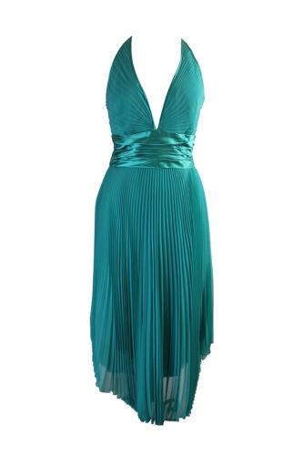 LaundrybySSegal Laundry By Shelli Segal Turquoise Sleeveless Pleated Low Back Halter Dres レディース
