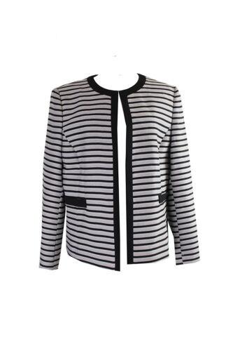 タハリ Tahari Grey And Black Stripped Long-Sleeved Blazer 18 レディース