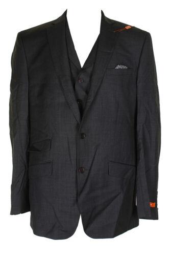 Tallia Mens Charcoal Slim-Fit Sharkskin Jacket And Dress Vest 44L メンズ