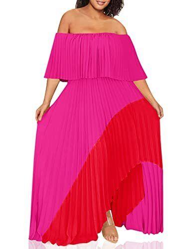 IyMoo Summer Maxi Dresses for Women - Chiffon Off Shoulder Ombre Tie Dye レディース