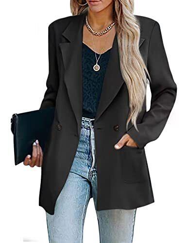 BBX Lephsnt Womens Oversized Jacket Casual Open Front Long Blazer Black - XL レディース