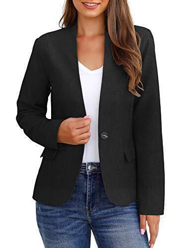 GRAPENT Womens Black Business Casual Pockets Work Office Button Back Slit Long レディース